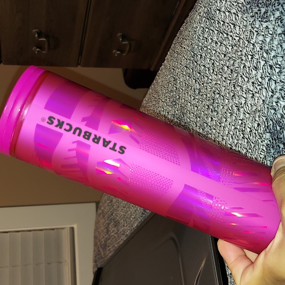 Starbucks hot pink Ribbon Tumbler 16 Oz Holiday 2021 NEW